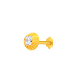 22K Yellow Gold Cubic Zirconia Medium Classic Nose Pin with Screwback with gold weight of 0.25g